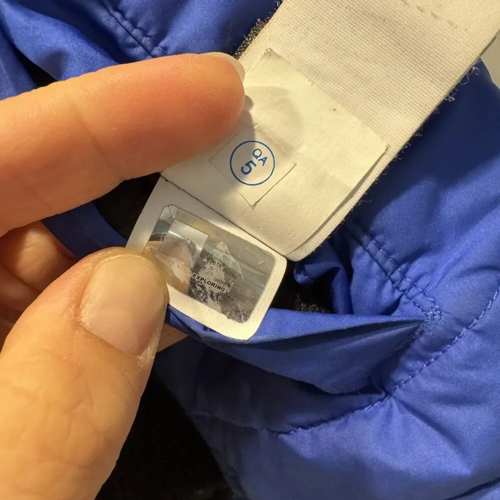 The North Face Reversible Puffer Jacket Coat Sherpa Fleece Blue Black Toddler 2T